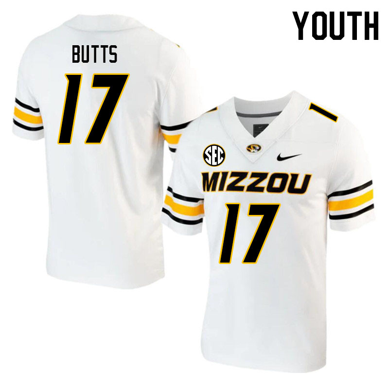 Youth #17 Taj Butts Missouri Tigers College 2023 Football Stitched Jerseys Sale-White - Click Image to Close